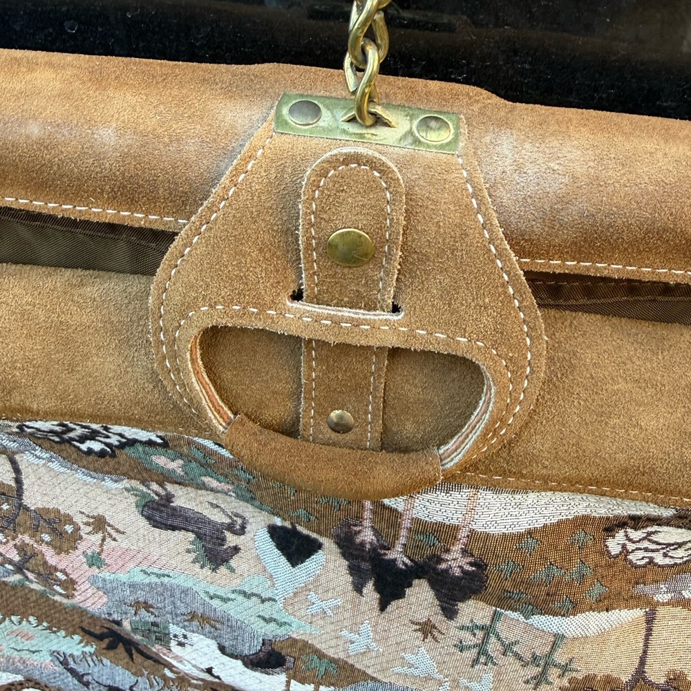Vintage French Luggage Countryside Unicorn Hanging Garment Bag with cover - Picture 4 of 8